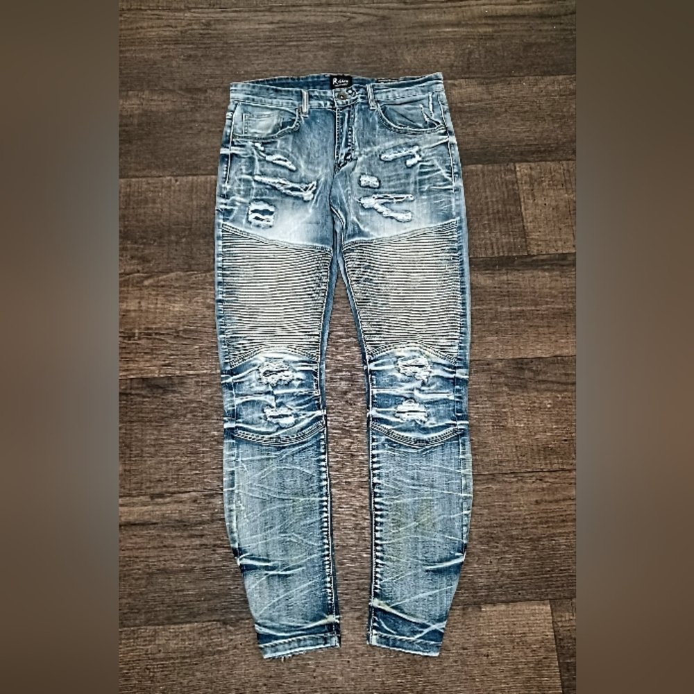 Men's Distressed Blue Jeans
